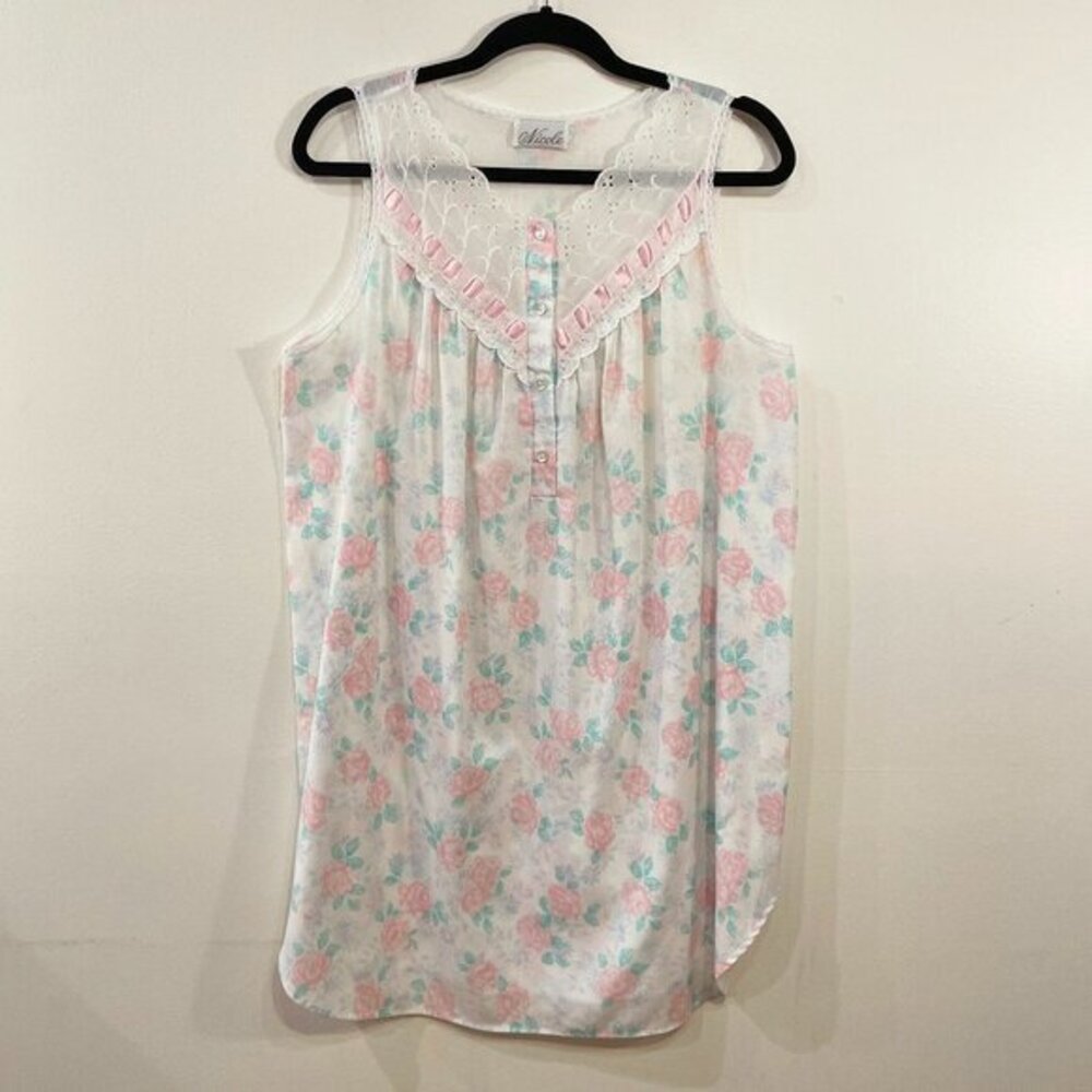 Vintage Nicole Floral Cottagecore Mini Dress L fit